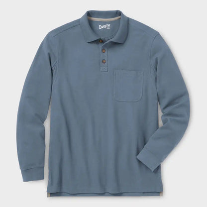 Men's No Polo Shirt Long Sleeve with Pocket